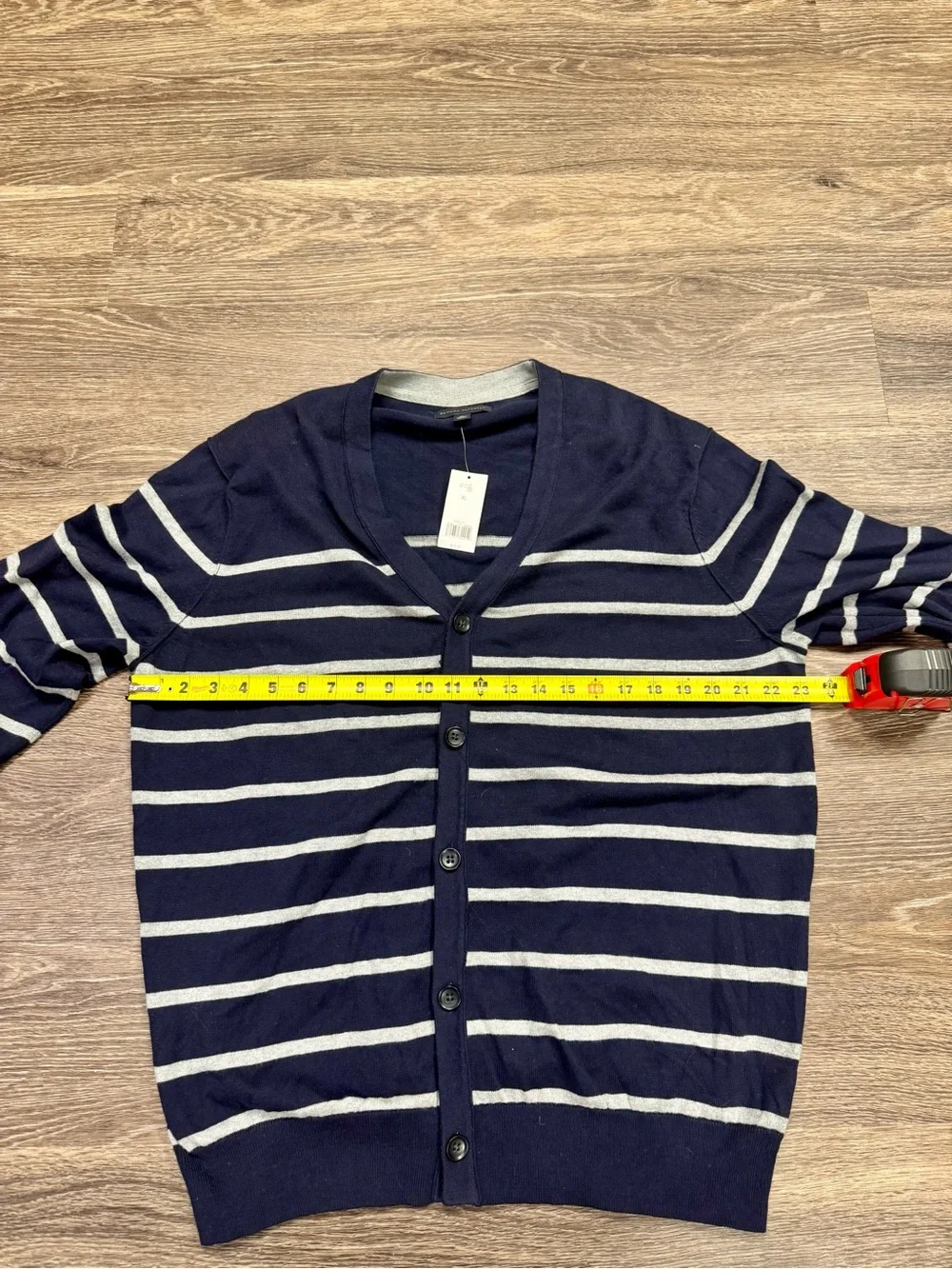 Banana Republic Men’s XL Navy Gray Striped Button Cardigan Sweater NWT